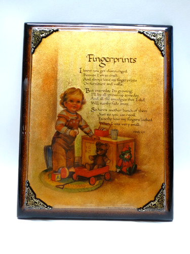 Vtg 1986 SCAF-TORNABENE Art Foil Wall Hanging Fingerprints Poem Child's Nursery