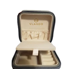 VLANDO Travel Jewelry Box Mini Gray With Mirror