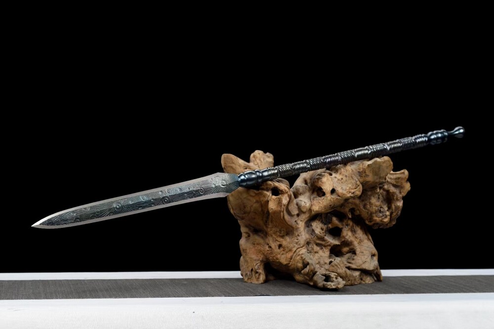 100CM One Piece SpearDamascus Steel Spearhead Hunting Battle Ready