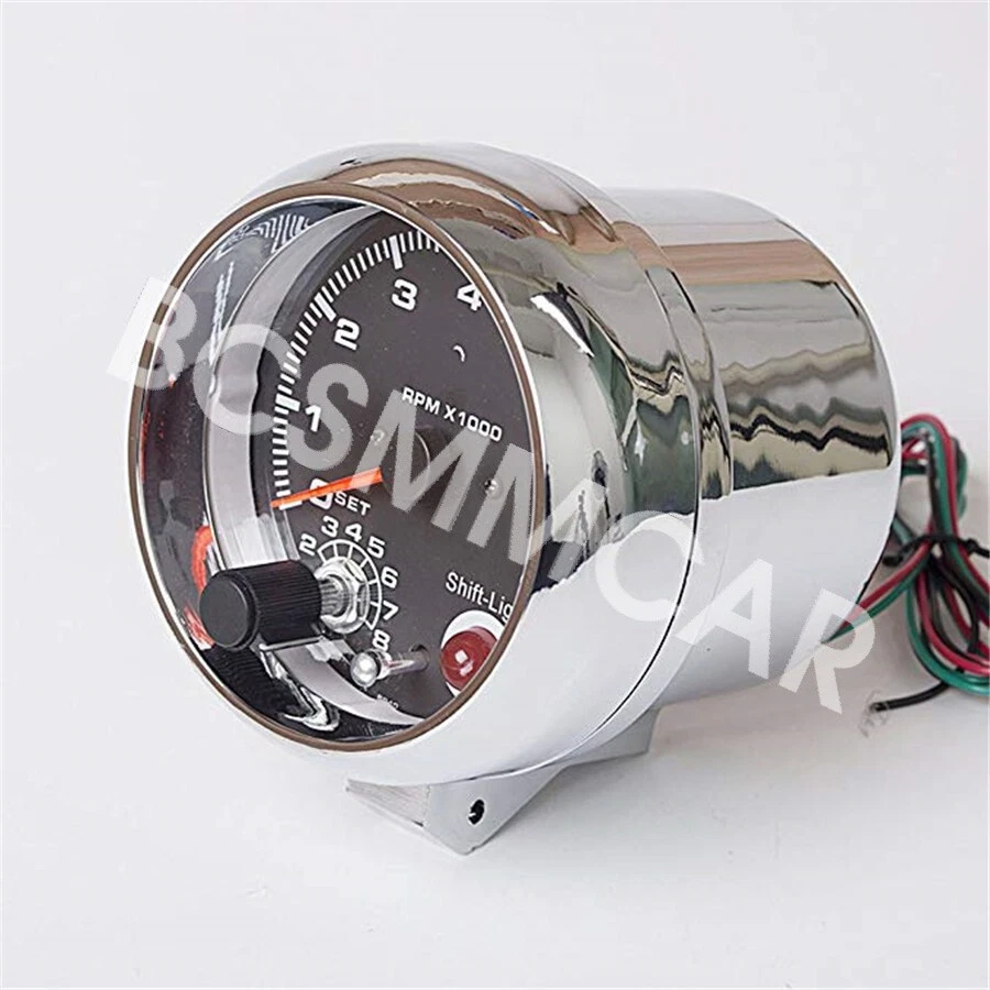 Pointer Tachometer Gauge Meter 0-8000RPM 12V Adjustable Shift Light 7 LED Colors - Изображение 3 из 4