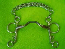 BOMBERS 5.25" 135mm HAPPY TONGUE Pelham Bit w/Curb Chain~5" CHEEK~NICE CONDITION