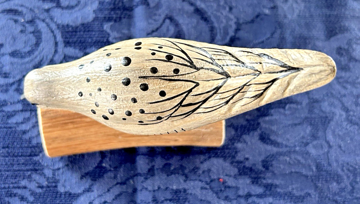 Richard Morgan Hand Carved Wood Shorebird Sandpiper 5"x6" 2021 Signed Sculpture