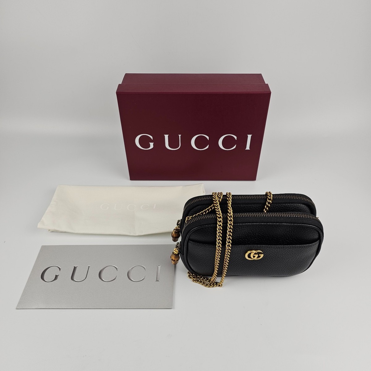 GUCCI Double G Super Mini Black Shoulder Bag New & Authentic | eBay