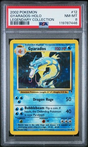 2002 POKEMON LEGENDARY COLLECTION #12 GYARADOS-HOLO PSA 8
