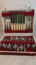 Vtg George Butler Sheffield North Star Collection For 6 Canteen MCM Cutlery Set