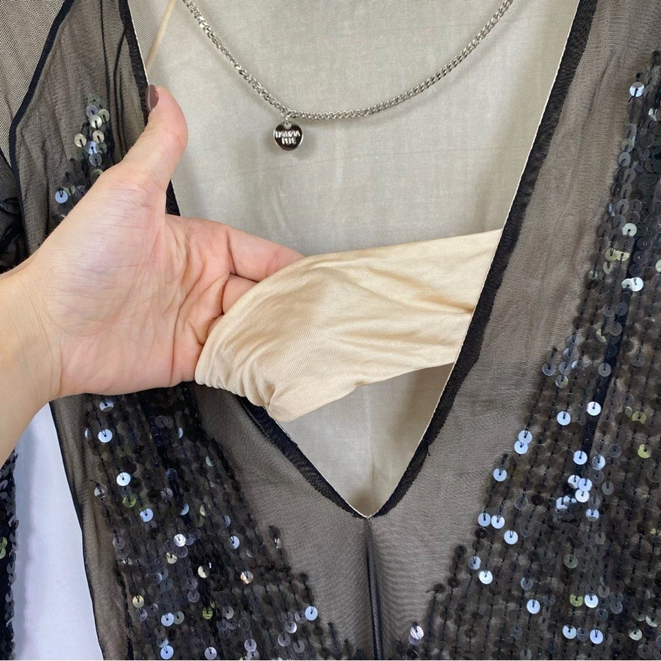 Mini Vestido Patrizia Pepe Lentejuelas Bodycon Cadena Espalda Baja Talla 0 Negro Fiesta Foto 3 de 4