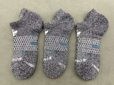 3 Pairs Bombas Men's All-Purpose Performance Ankle Socks Size Large 9-13 Grey