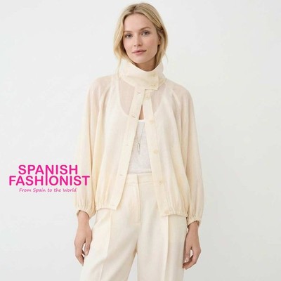 MASSIMO DUTTI SS26 CREAM Transparent bomber jacket ALL SIZES 6774/357