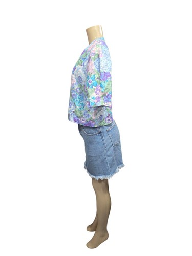 Camisa corta vintage Maren hecha en EE. UU. Para mujer floral con botones manga corta talla 14 - Imagen 4 de 12