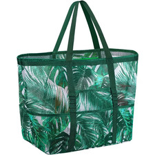 Extra Large Mesh, Beach Tote Bag, Foldable Zipper Travel, Pool Swim Shoulder Bag