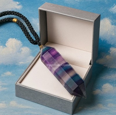 Rainbow Fluorite Stone Pendant Handmade Necklace Manifestation Stone Reiki Gift
