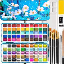 Ultimate Watercolor Paint Set   100 Vivid Colors in Portable Travel Box