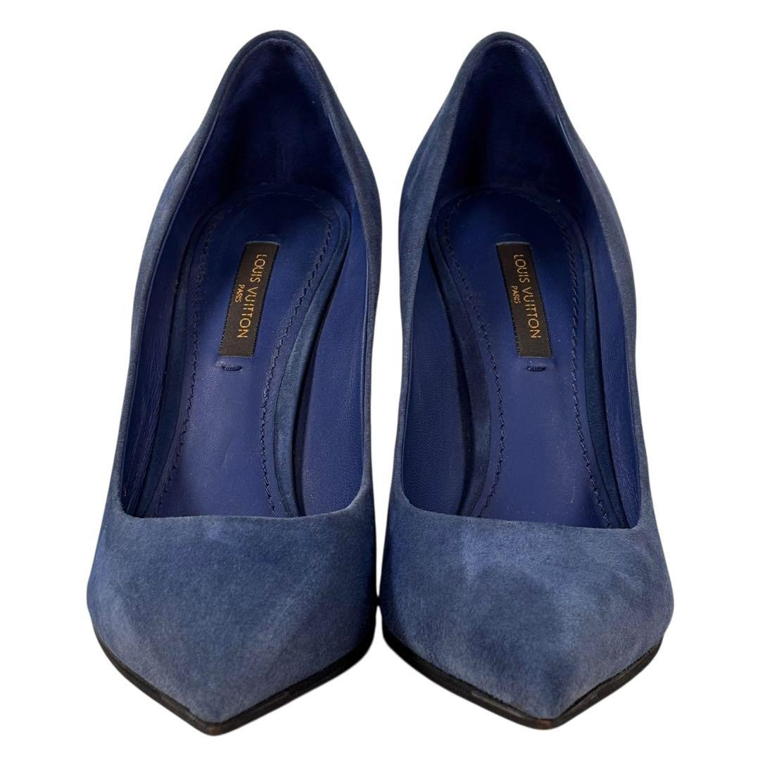LOUIS VUITTON Suede Heel Pumps Blue EU 35.5 135344K Authentic thumbnail 3