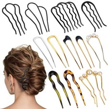 12 PCS Metal Hair Side Combs and U-Shaped French Hair Pins for , Hair Fork Cl...