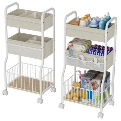 NEYCIL 3-tier Baby Diaper Caddy Organizer and Storage Cart with 4+3 Dividers, Me