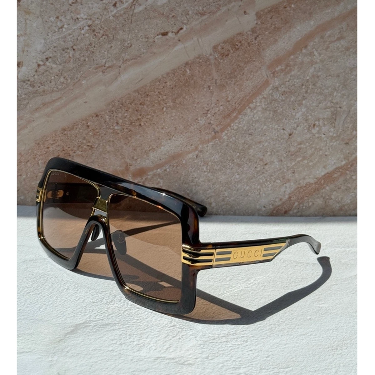 NEW Gucci GG0900S Havana Brown Oversized Aviator Sunglasses $650 Gucci Oversized Aviator Sunglasses Havana Tortoise GG0900S  main image 3