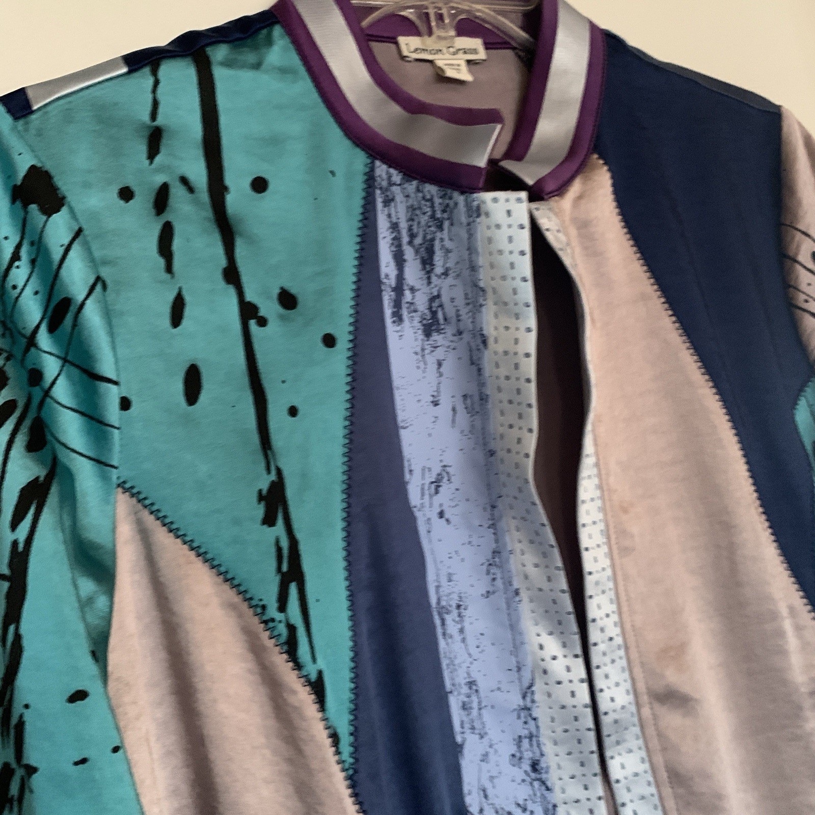 Lemon Grass Wearable Art Patchwork Jacket Silky B… - image 3