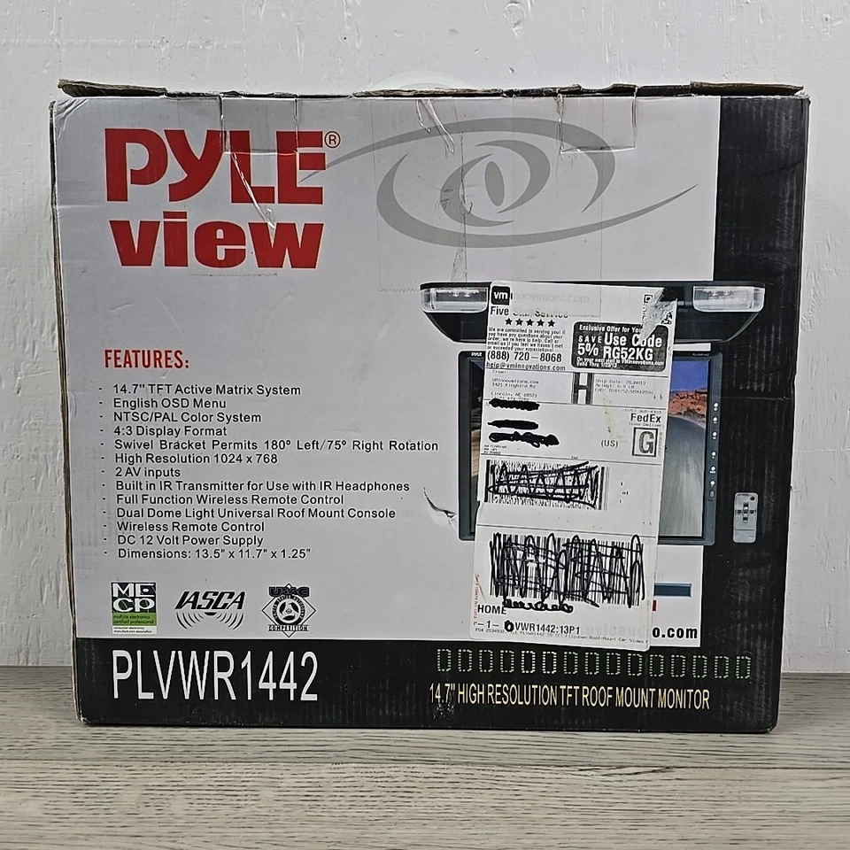 Pyle 14.7" High Resolution TRT Roof Mount Monitor & IR Transmitter w/ Remote - Image 3 of 4