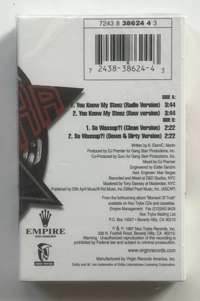 FACTORY SEALED Gang Starr Rap Single “You Know My Steez” & “So Wassup” - Image 2 of 2