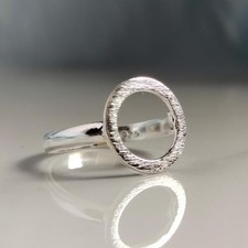 925 Sterling Silver, Solid Silver, Band Ring, Textured Circle Ring