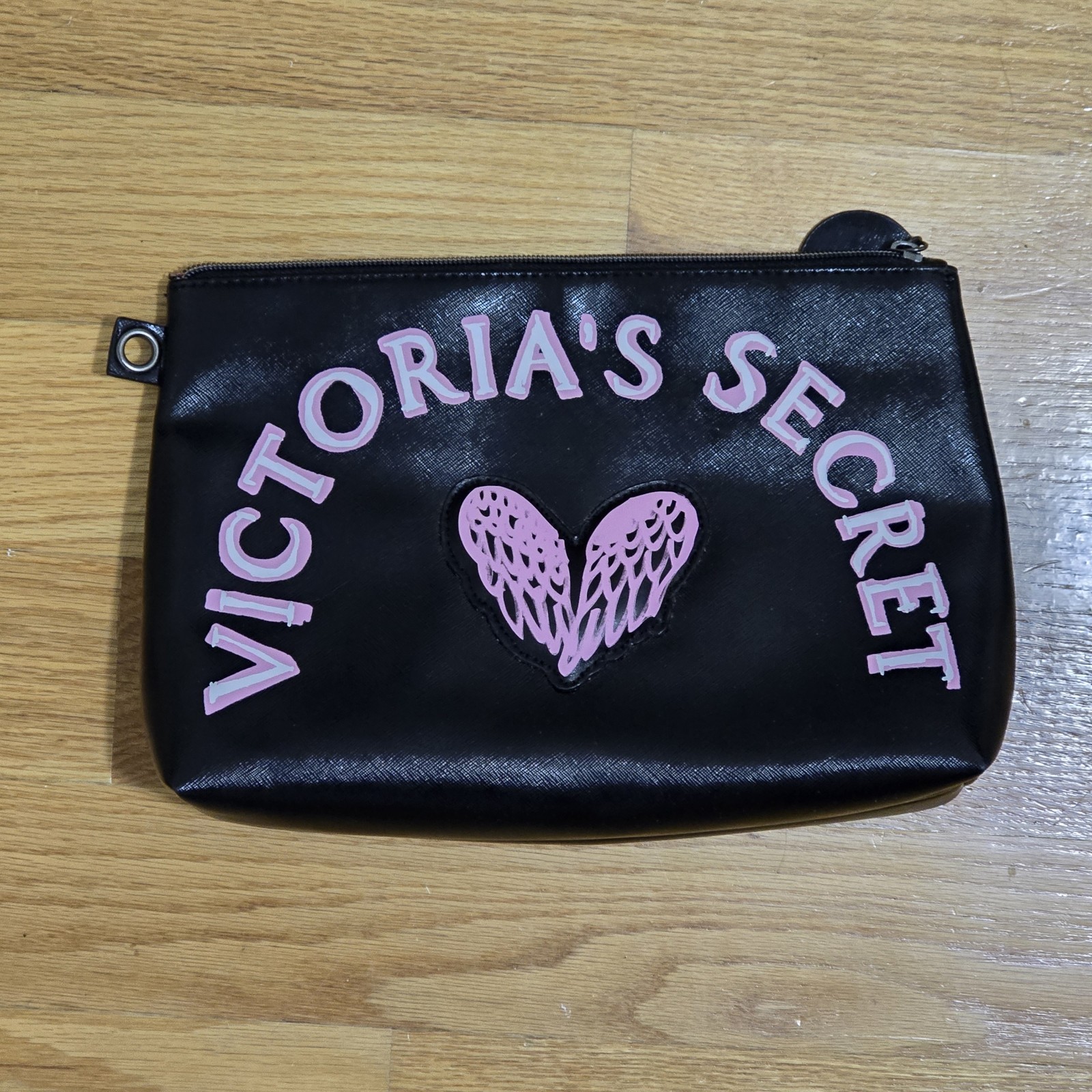 Victoria's Secret Black Pouch Makeup Clutch Bag Zipper Tote