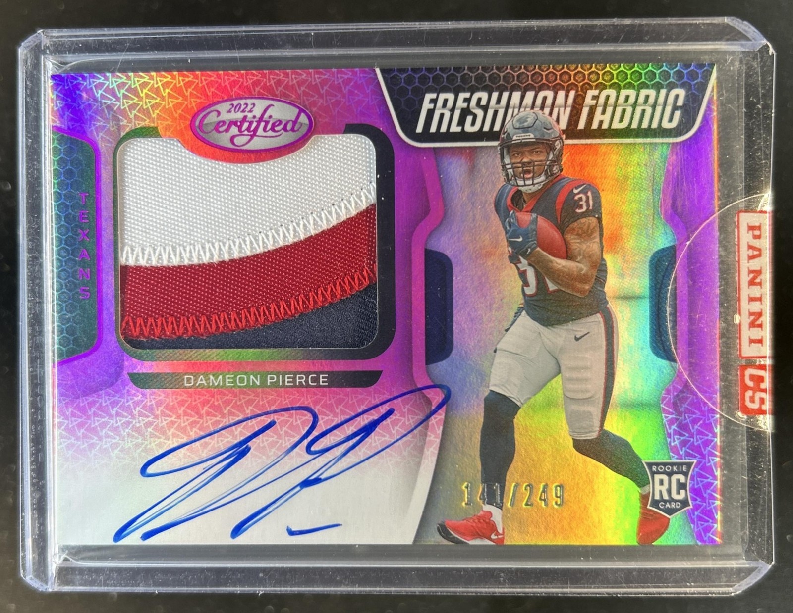 Dameon Pierce Panini Certified #225 Autograph Jersey Pink Mirror