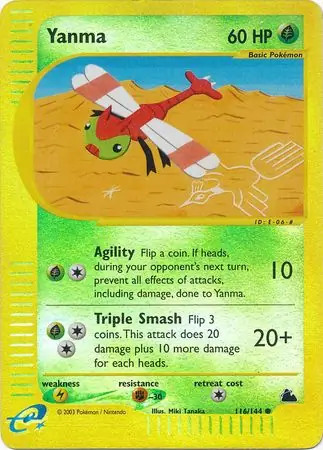 Yanma - 116/144 - Pokemon Skyridge Reverse Holo Rare Card LP