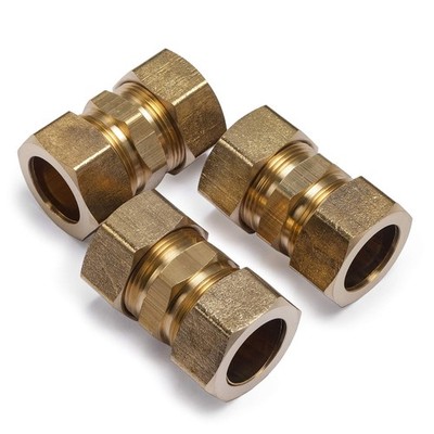 Brass 7/8-Inch OD Compression Union Fitting 8 Compression Union Fitting Pack