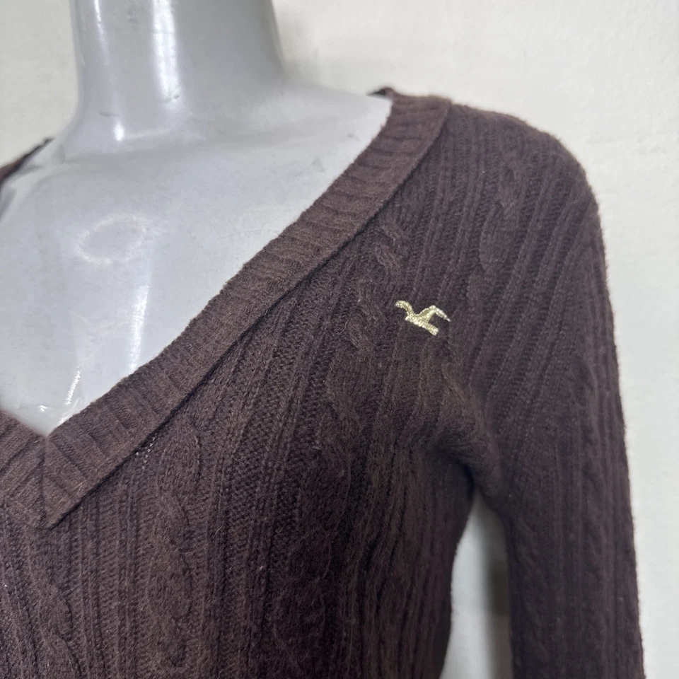 (R6) Suéter Hollister 1922 Vintage Para Mujer Borgoña Cuello en V Manga Larga, Talla L Foto 3 de 4