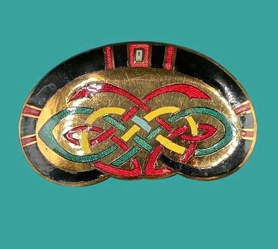 Tara Ware of Dublin Celtic Knot Enamel Brooch - Book of Kells Art