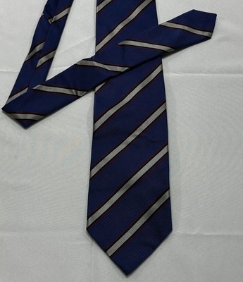 Stefano Ricci Blue Striped Textured Silk Cotton Blend Tie 3.75 x 60  Designer