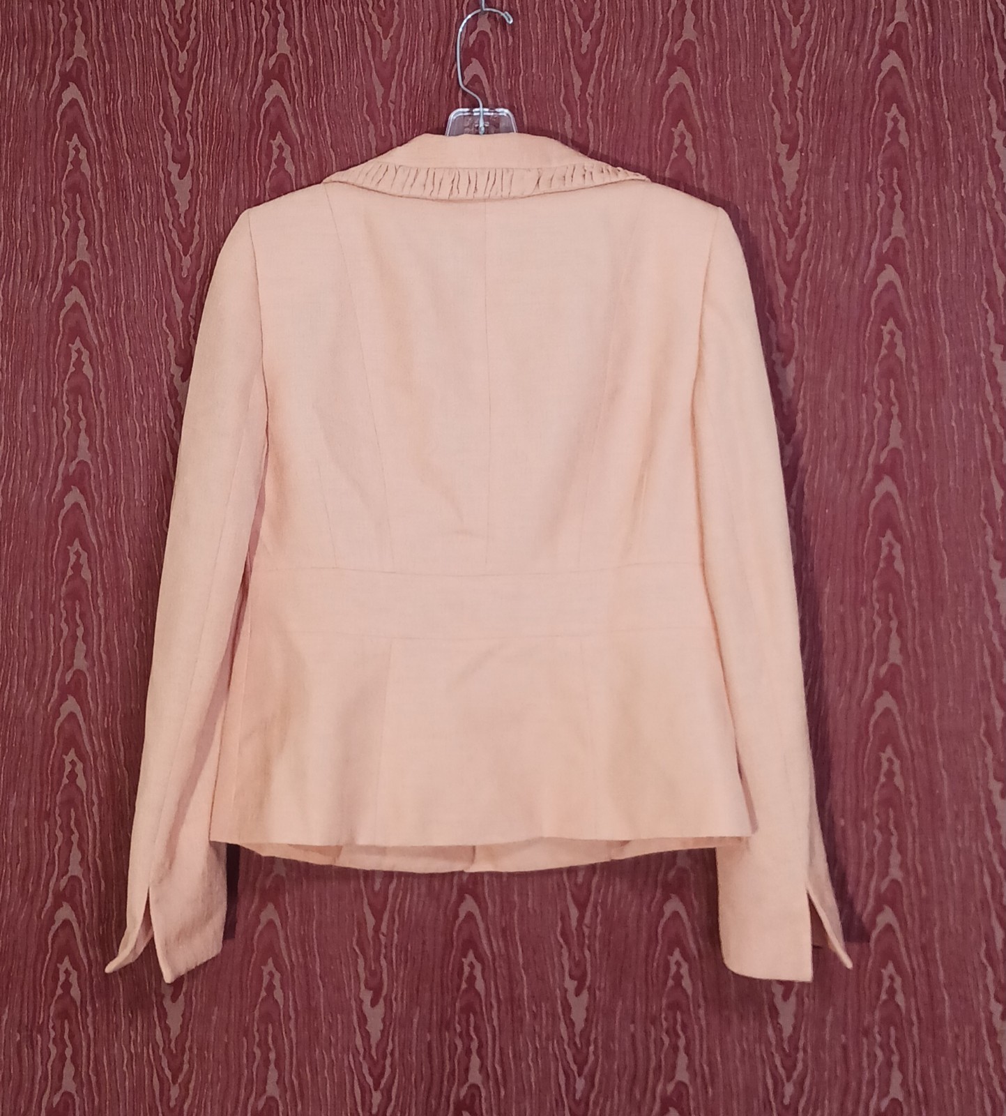 LE SUIT 2 Piece Peach Long Sleeve Collared Button Up Skirt Suit Women's Sz 6