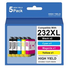 5 PACK 232XL T232 XL Ink Replacement forEpson WF-2930 WF-2950 XP-4200 XP-4205
