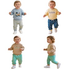 Baby 2-Piece Sports Outfit Casual Sweatshirt With Pant Elastic Waistband Top