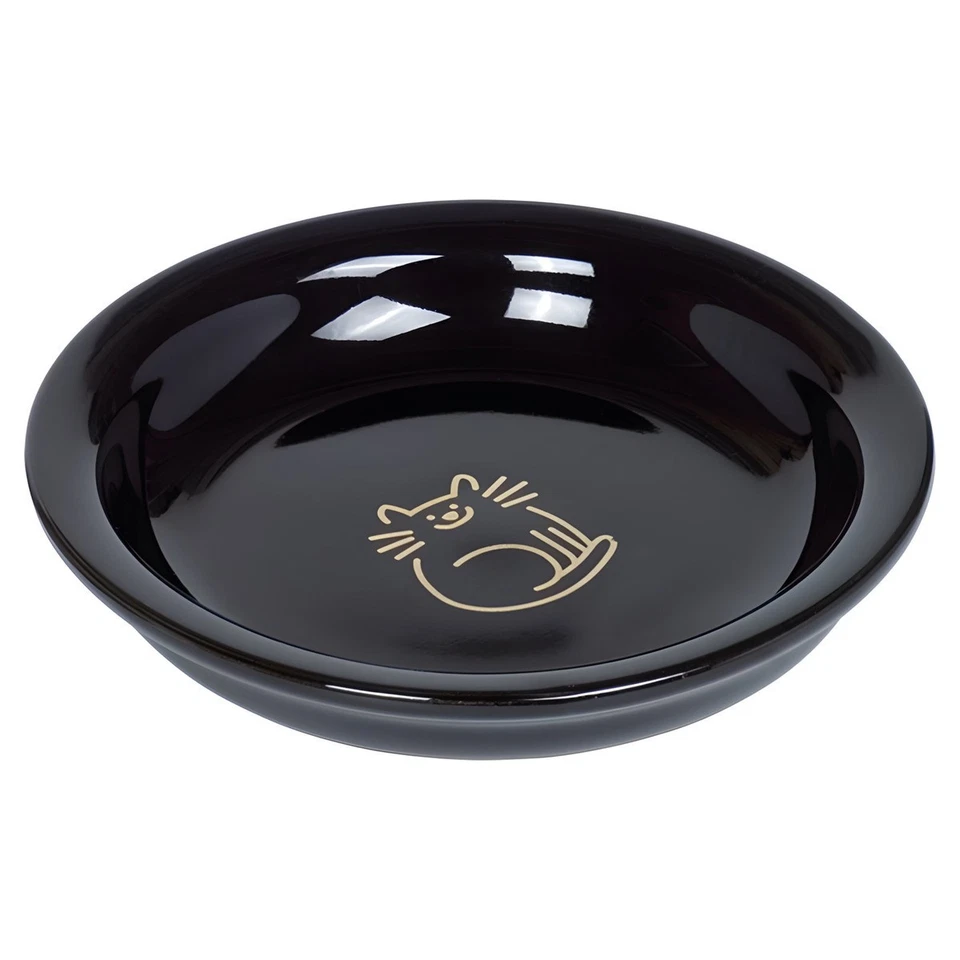 Nobby Katzen Milchschale Keramik Ø17cm schwarz goldene Fischgräte 120ml - Bild 1 von 1