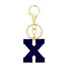 Initial Letter Keychain, Alphabet Letter A-Z Keyring, Blue X 