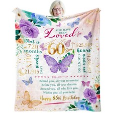 60th Birthday Women 1965 60 Year Old Happy 60yr Throw Blanket 50x60 Inch