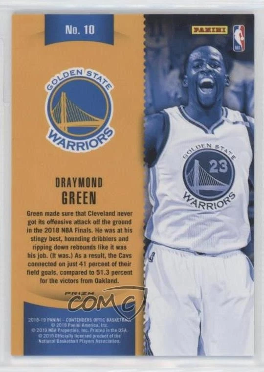 2018 Contenders Optic Winning Tickets Prizms Blue Cracked Ice Draymond Green #10 - Image 2 of 2