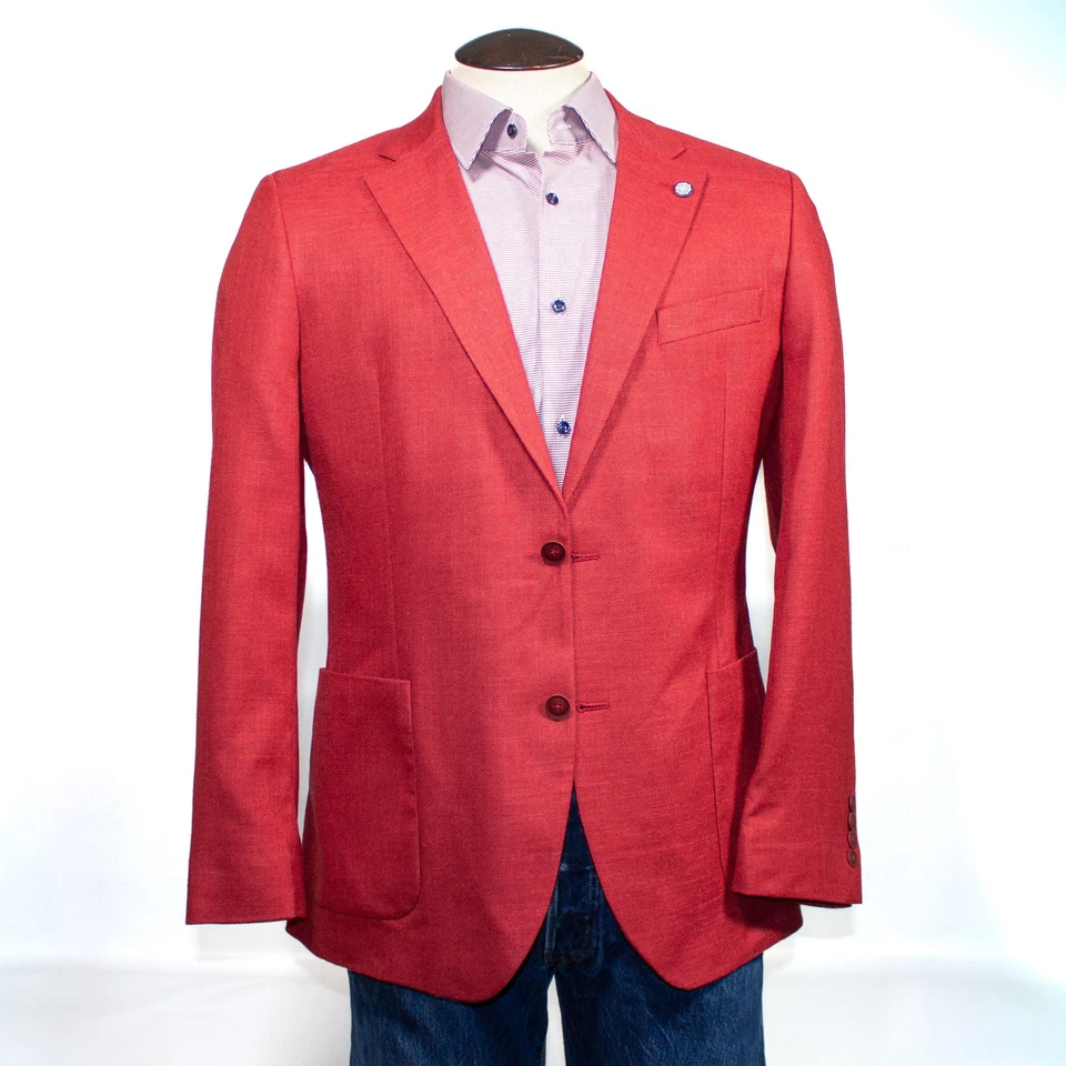 NUEVO Abrigo Deportivo Nautica Jensen Para Hombre Talla 42R Rojo Ajuste Moderno Blazer Traje Chaqueta Foto 4 de 4