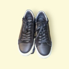 Zadig  Voltaire Black Leather Sneaker Size 41 US 8 Mens Lightning Bolt Studs