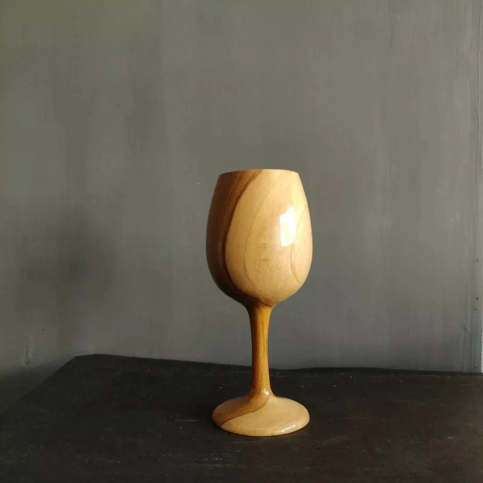 Copas de vino de madera de teca premium - Juego de 6, impermeables y duraderas Foto 3 de 4