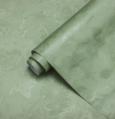 Erfoni 118''x17.7'' Green Peel and Stick Wallpaper Floral Embossed Stick Peel C...