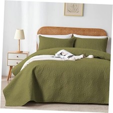 King/Cal King Quilt Set Microfiber King/Cal King 96"x110" Olive Green