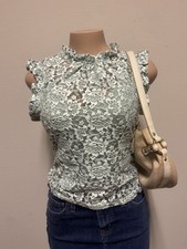 Dolan loral Lace Ruffle Sleeveless Blouse By Dolan Green NWT Womens Size S