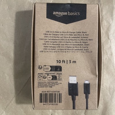 Amazon Basics USB-A auf Micro USB Ladekabel | 480Mbps Übertragungsgeschwindigkeit | 10ft