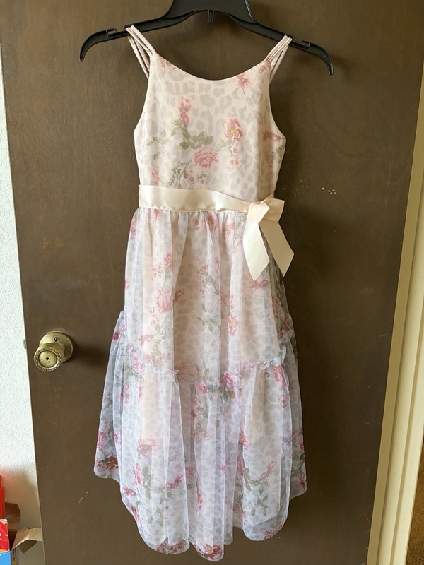 Girls Pink Floral Sleeveless Dress Sz 7