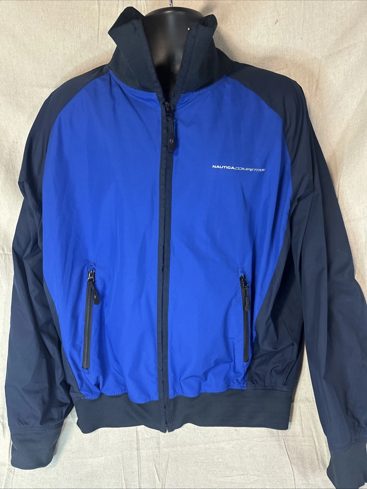 Nautica Competition Jacket Mens XL Navy Wind Velocity Drawstring Full Zip
