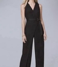 White House Black Market Sleeveless V Neck Crepe Jumpsuit Sz 8 New With Tags