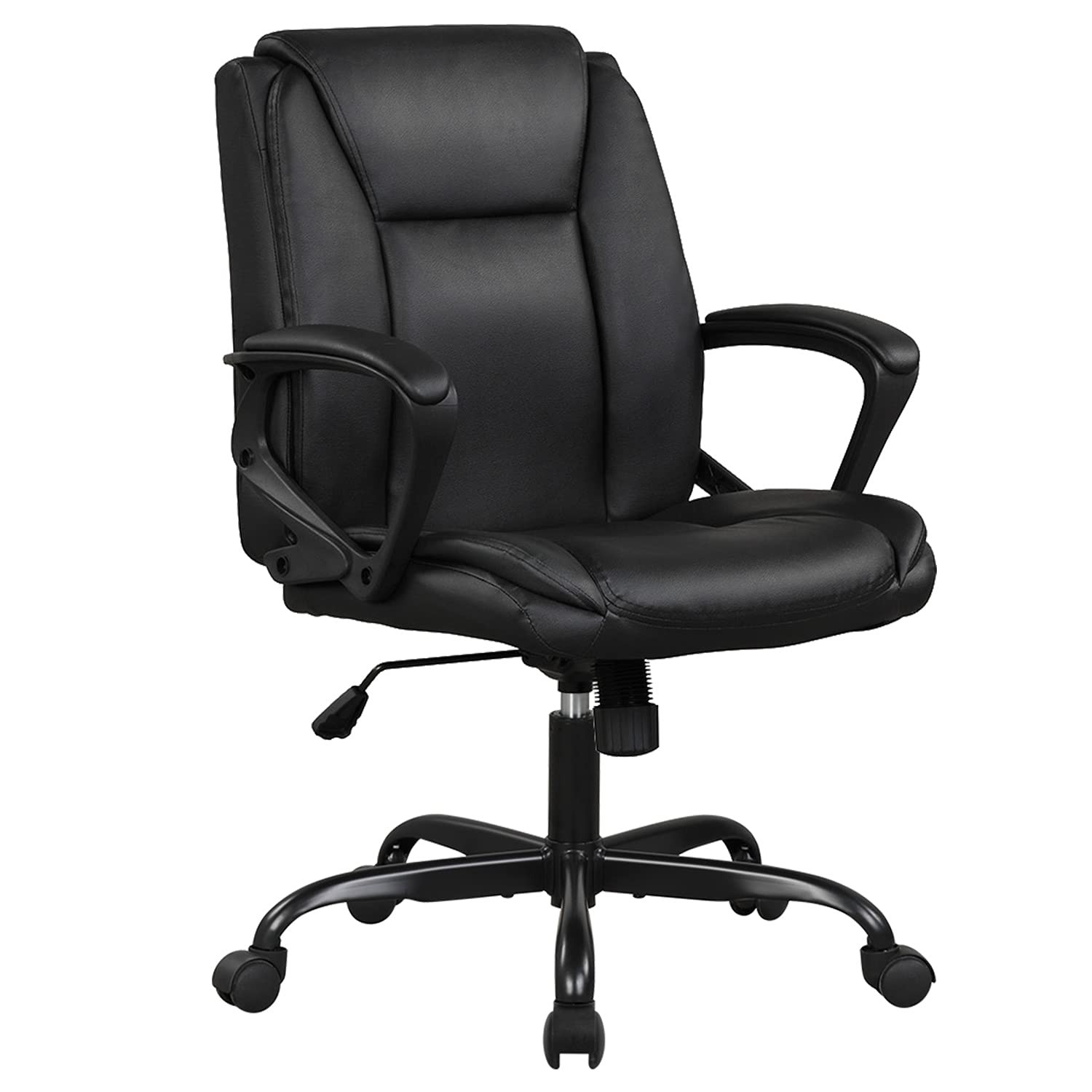 Ergonomic PU Leather Home Office Desk Chair with Rolling Base for Executive Comfort