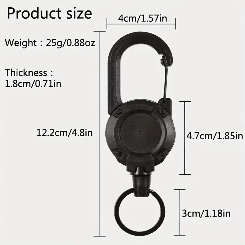4Pcs Heavy Duty Keychain Retractable Carabiner Car Key Chain with Badge Holder - Image 4 of 4
